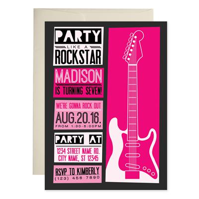 Rockstar Girl Birthday Invitations