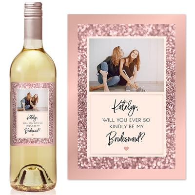 Rose Gold Bridesmaid Wine Label