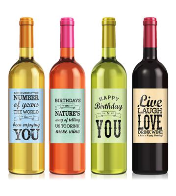 Rustic Vintage Birthday Wine Label Set