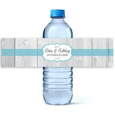 Rustic White Wood Wedding Water Bottle Labels