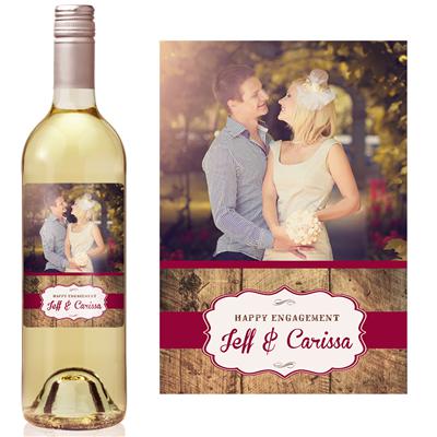 Rustic Wood Maroon Picture Wine Label