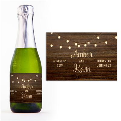 Rustic Wood Mini Champagne Split Label
