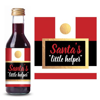 Santas Little Helper Christmas Mini Wine Label