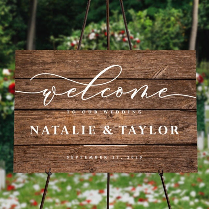 Script Wedding Welcome Wood Sign