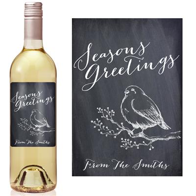 Seasons Greetings Bird Wine Label