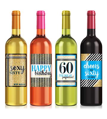 Sexy 60 Birthday Wine Label Set