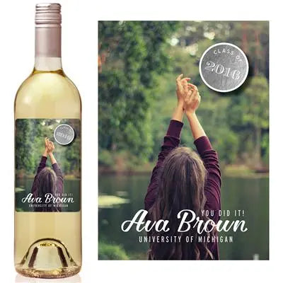 Silver Badge Graduation Wine Label