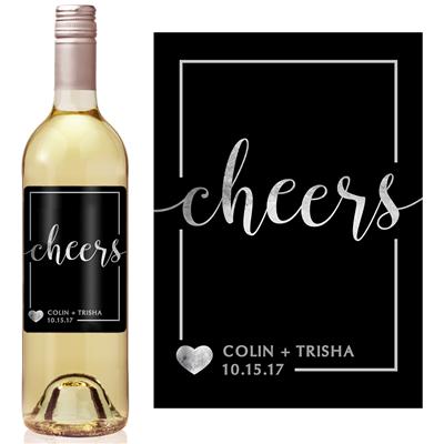 Silver Cheers Wine Label