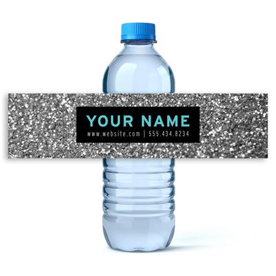 Silver Glitter Wedding Planner Water Bottle Labels