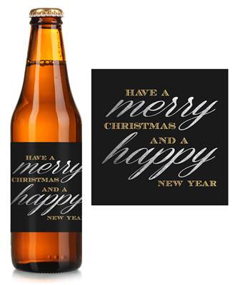 Silver Gold Christmas Beer Label