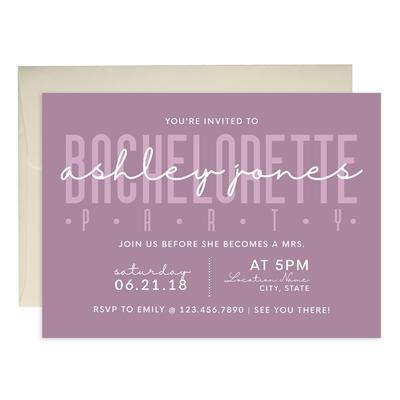 Simple Colored Bachelorette Party Invitations