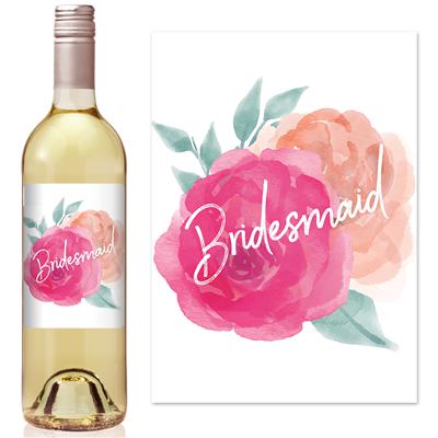 Simple Flower Bridesmaid Wine Label