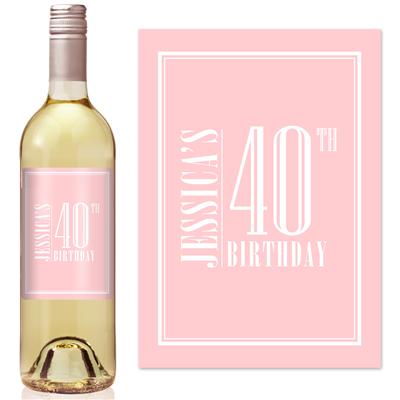 Simple Pink Birthday Wine Label
