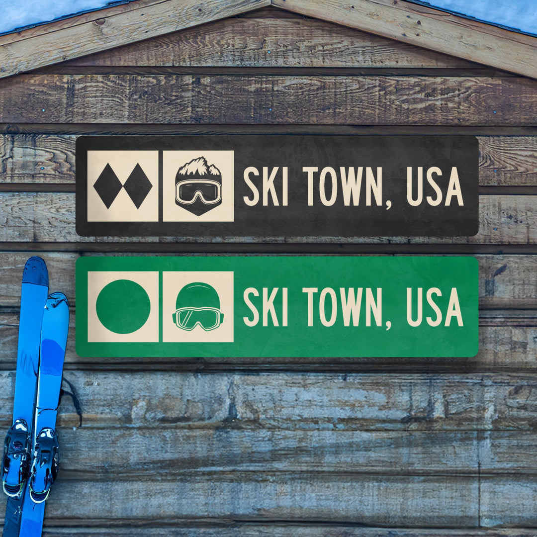Ski Town USA Ski Trail Metal Sign