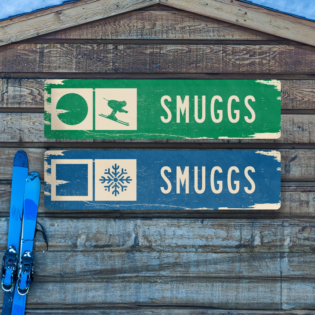Smuggs Ski Trail Distressed Metal Sign