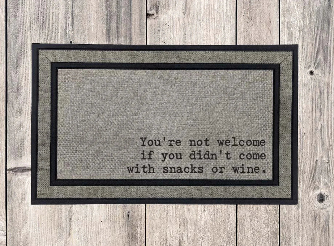 Snacks Or Wine Welcome Mat