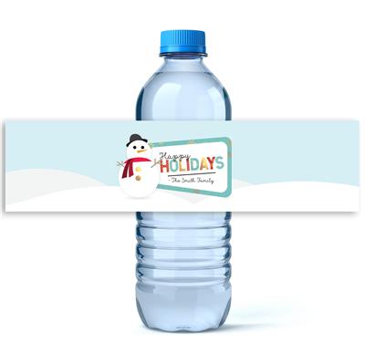 Snowman Holidays Water Bottle Labels