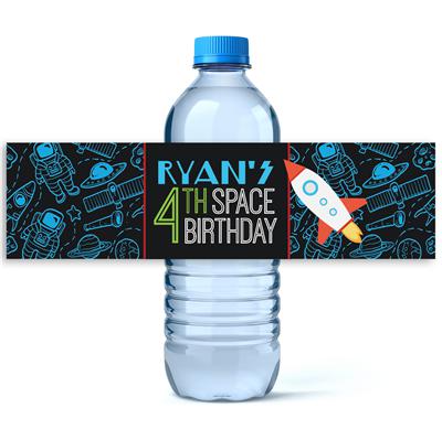 Space Birthday Water Bottle Labels