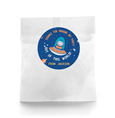 Space Ship Birthday Favor Labels