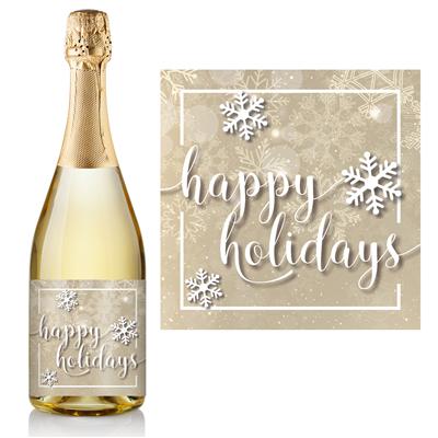 Starry Snowflakes Christmas Champagne Label