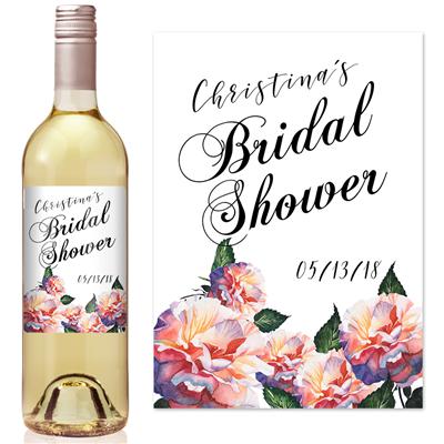 Sunset Floral Bridal Shower Wine Label