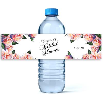 Sunset Floral Water Bottle Labels