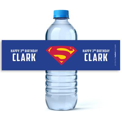 Superman Birthday Water Bottle Labels