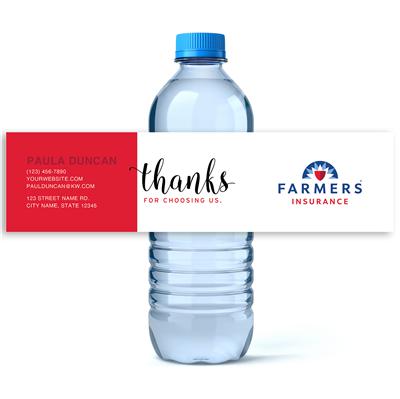 Thanks Farmers Insurance Water Bottle Labels