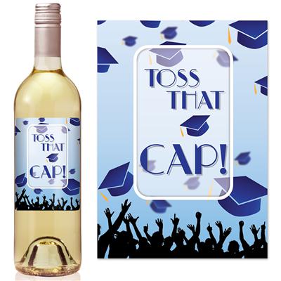 Toss The Cap Graduation Wine Label