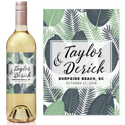 Tropical Leaves Wine Label