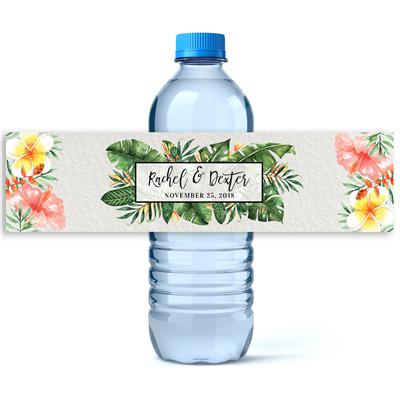 Tropical Mix Wedding Water Bottle Labels
