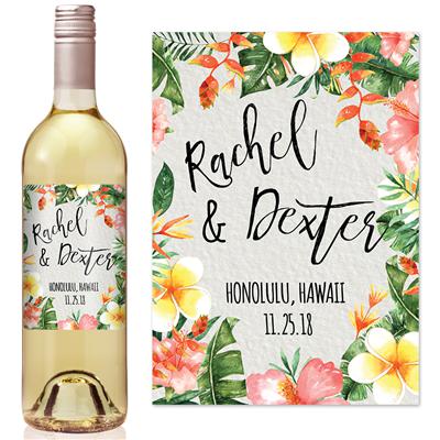 Tropical Mix Wedding Wine Label