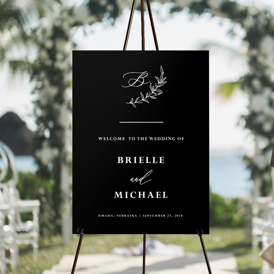 Twig Leaves Wedding Welcome Sign