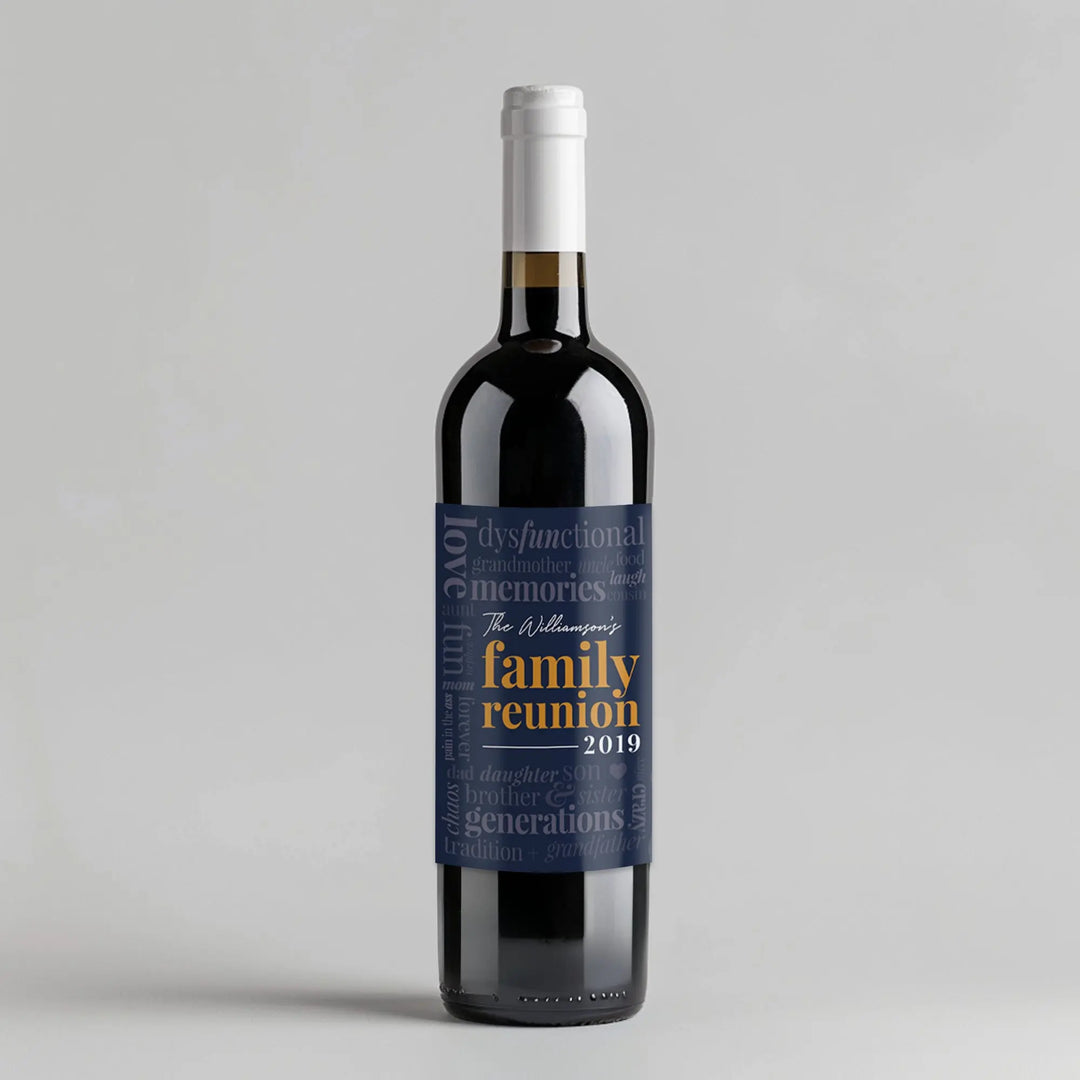 Typography Family Reunion Wine Label iCustomLabel