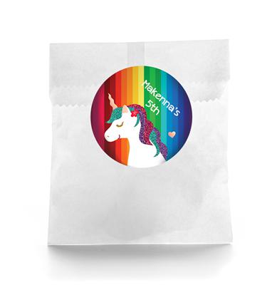 Unicorn Rainbow Birthday Favor Labels