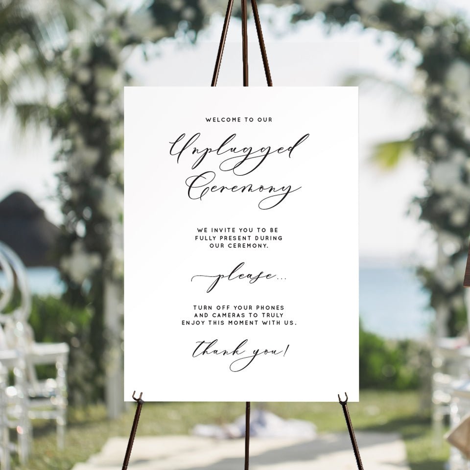 Formal Unplugged Wedding Welcome Sign
