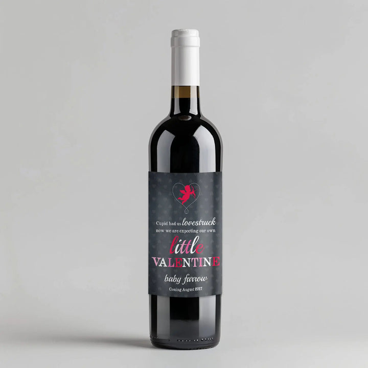 Valentine Baby Announcement Wine Label iCustomLabel