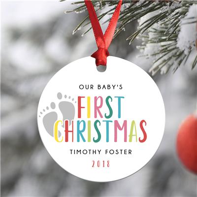 Vibrant Baby First Christmas Ornament
