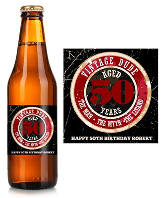 Vintage Dude Birthday Beer Label