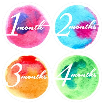 Watercolor Baby Month Stickers