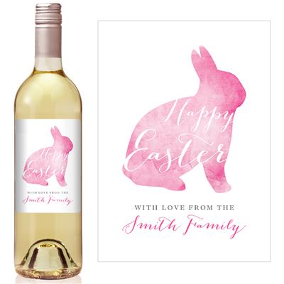 Watercolor Bunny Wine Label