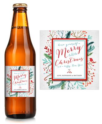 Watercolor Christmas Beer Label