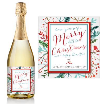 Watercolor Christmas Champagne Label
