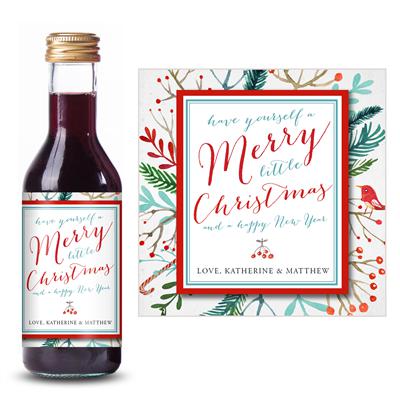 Watercolor Christmas Mini Wine Label