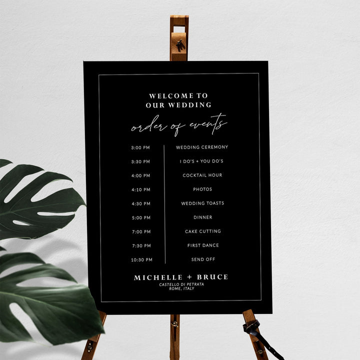 Wedding Day of Events Timeline Sign