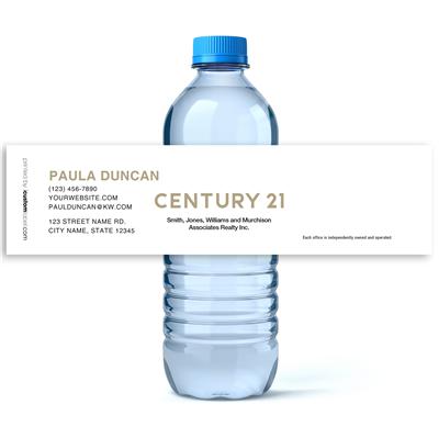 White Century 21 Water Bottle Labels