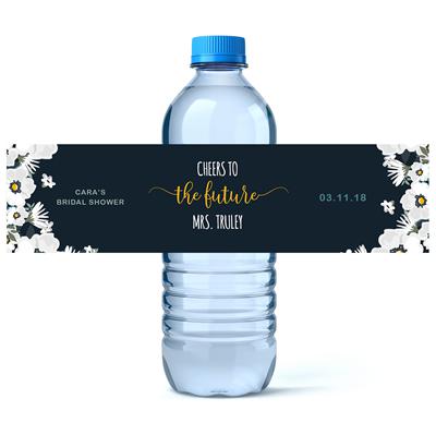White Floral Water Bottle Labels