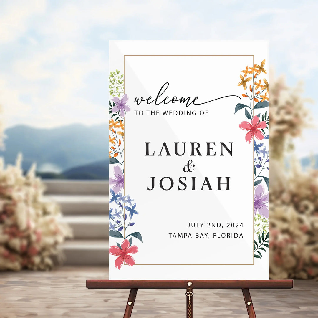 Wildflower Wedding Welcome Sign iCustomLabel