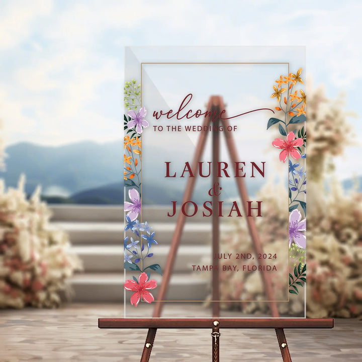 Wildflower Wedding Welcome Sign iCustomLabel