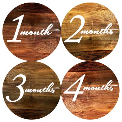 Wood Script Baby Month Stickers